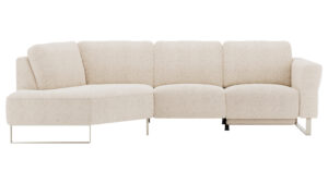 Ecksofa Leona - Ecke links mit 2,5-Sitzer inkl. Relaxfunktion motorisch, Stoff, Creme