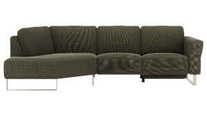 Ecksofa Leona - Ecke mit 2,5-Sitzer rechts inkl. Relaxfunktion motorisch, Stoff, Braungrün