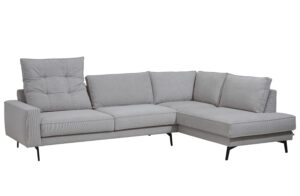 Ecksofa Samara - 2-Sitzer mit Ecke rechts inkl. Rückenlehne verstellbar, Stoff, Hellgrau