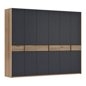 Drehtürenschrank Viana - B ca. 303cm, Lack, Anthrazit