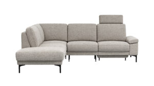 Ecksofa Matero - Ecke mit 2-Sitzer rechts inkl. Relaxfunktion motorisch und Sitzvorzug, Stoff, Hellgrau