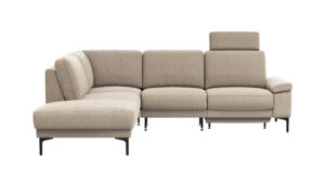 Ecksofa Matero - Ecke mit 2-Sitzer rechts inkl. Relaxfunktion motorisch und Sitzvorzug, Leder, Taupe