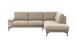 Ecksofa Matero - 2-Sitzer mit Ecke rechts, Leder, Taupe