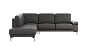 Ecksofa Matero - Ecke mit 2-Sitzer rechts, Leder, Anthrazit