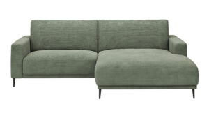 Ecksofa Solero - 1,5-Sitzer mit Longchair rechts, Stoff, Olivgrün
