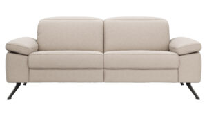 Sofa Rafaela 2.0 - 2,5-Sitzer inkl. Kopfteil verstellbar, Leder, Champagner